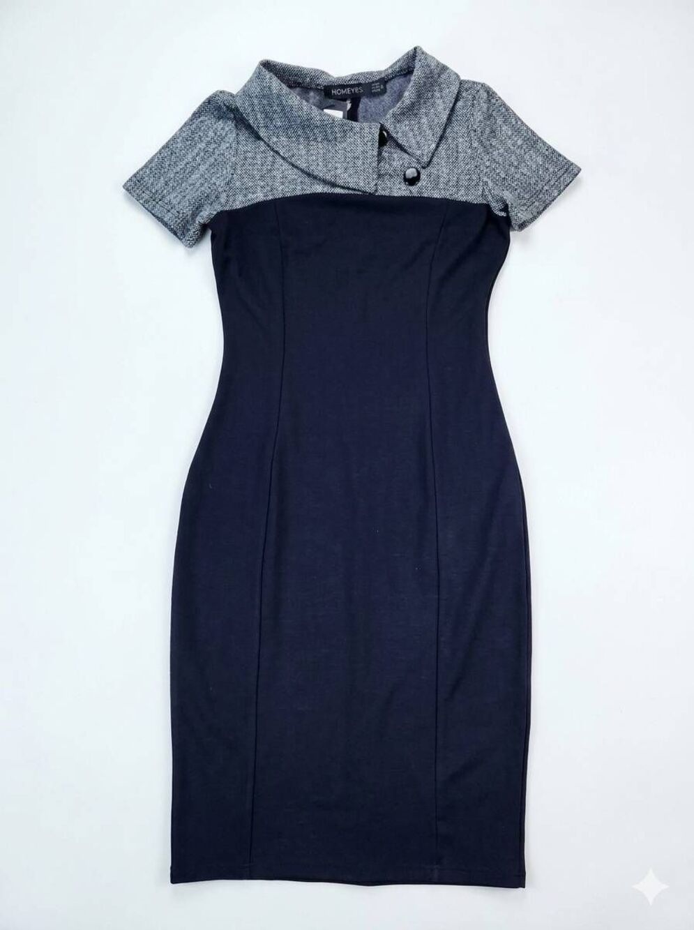 🩵NWT Black & Gray Colorblock Business Retro Fitted Dress Small